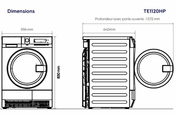 Séchoir TE1120HP - 8kg Gamme MyPro Electrolux Professional