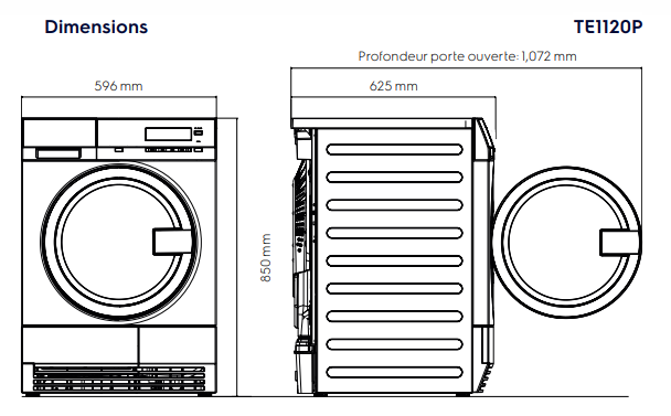Sèche-linge myPROzip 8kg – TE1120P (à condensation)