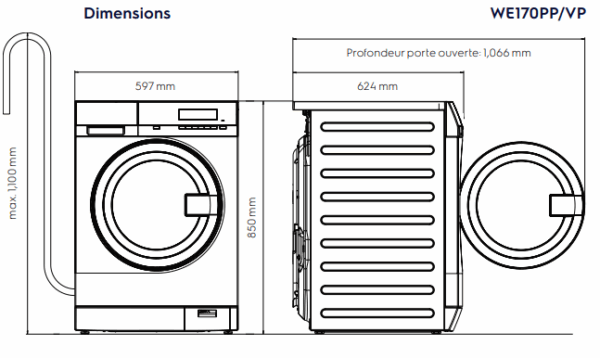 Machine à laver myPROzip 8kg – WE170PP (self-service) Electrolux Professional
